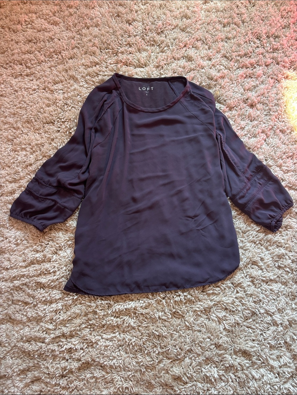 LOFT Purple Navy Raglan Sleeve Blouse